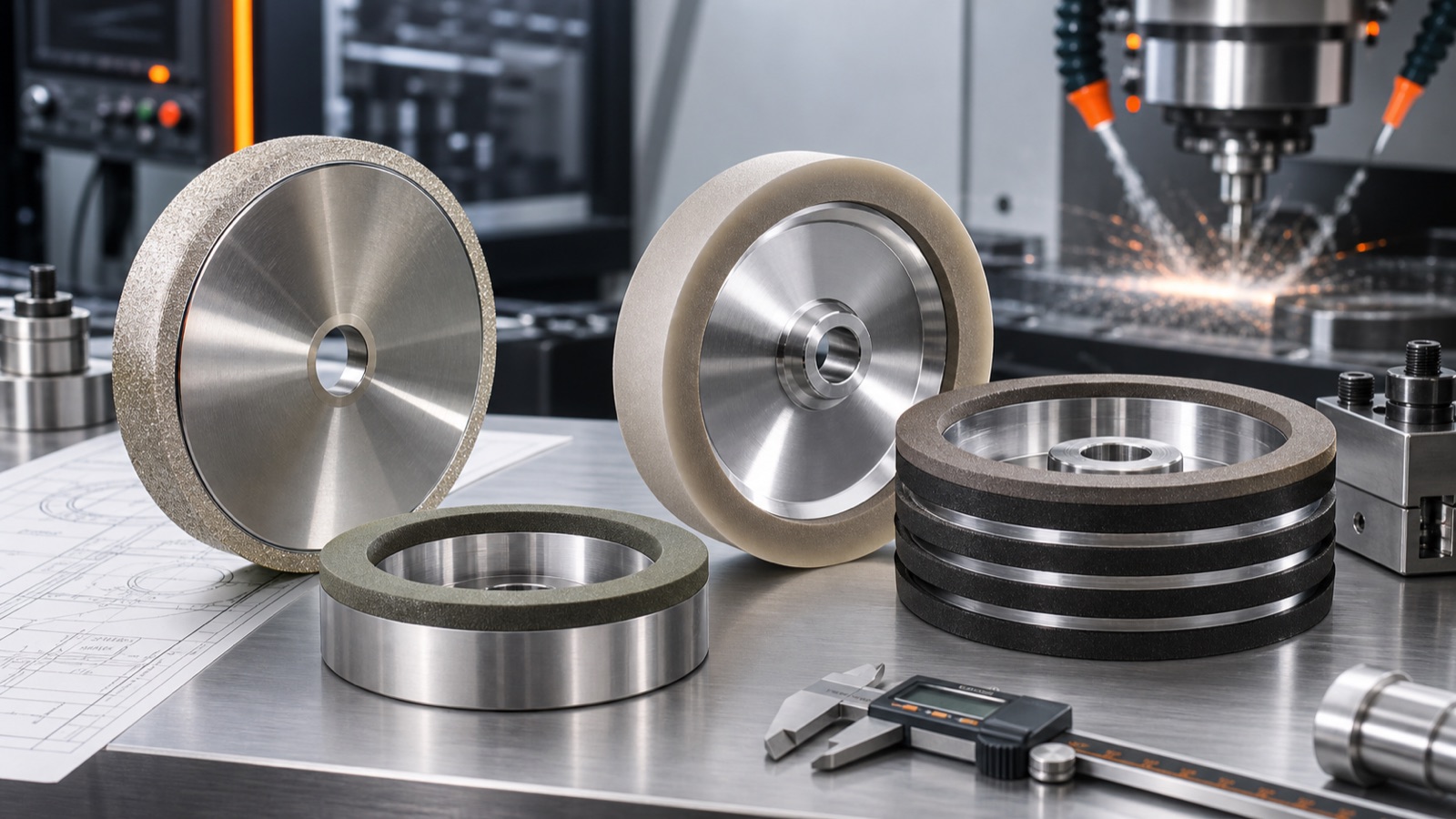 Premium industrial grinding wheel lineup with electroplated, CBN, diamond and resin wheels